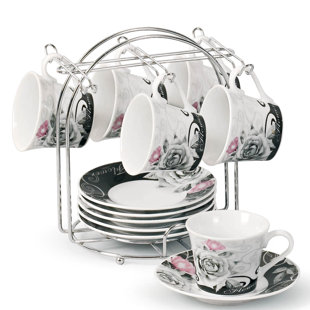 Coffee Cup Sets With Stand Wayfair Espresso Cup And Saucer Set With Metal Stand