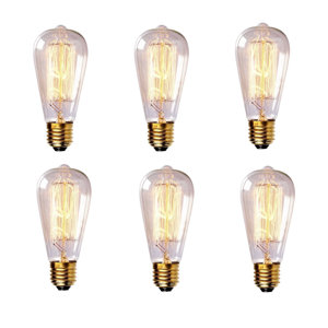 60W Vintage Incandescent Light Bulb (Set of 6)
