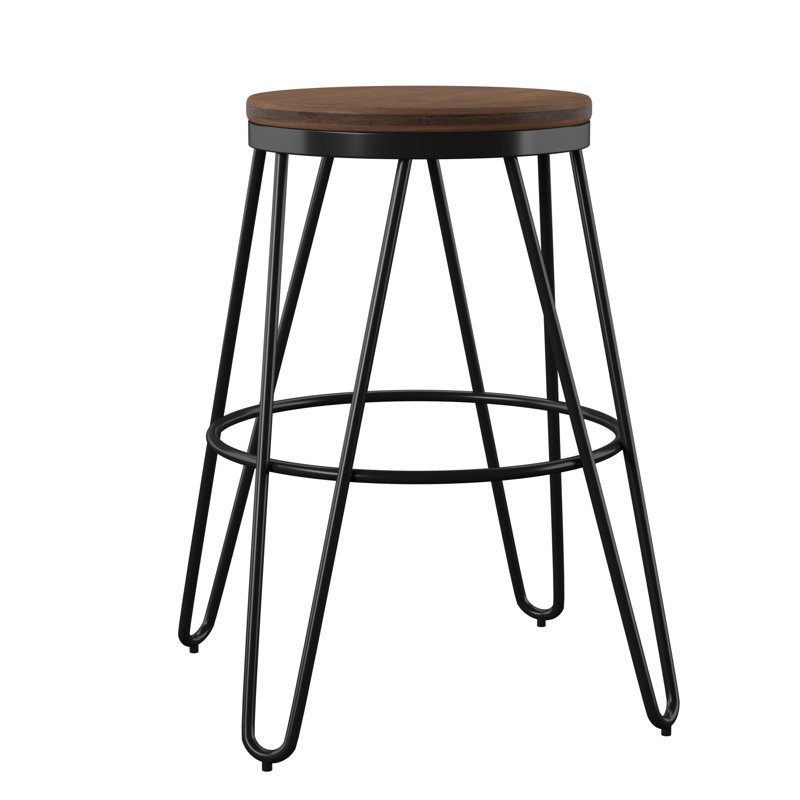 Laguardia Backless Modern Wood And Metal 24 Bar Stool