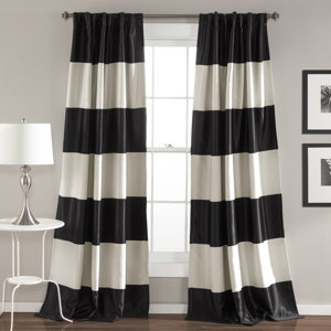 Ine Striped Blackout Thermal Rod pocket Curtain Panel (Set of 2)