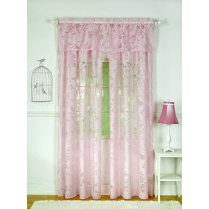 Robin'S Nest Nature/Floral Sheer Rod Pocket Single Curtain Panel