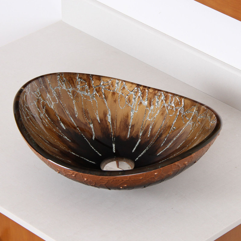 Elite Hand Painted Boat Gl Oval Vessel Bathroom Sink Reviews Hand Painted Boat Gl Oval Vessel Bathroom Sink