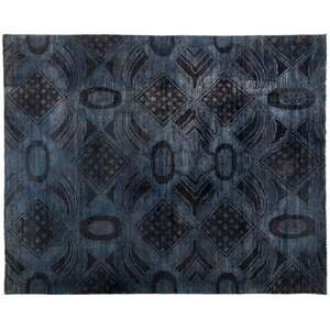 One-of-a-Kind Vibrance Hand-Knotted Black Area Rug