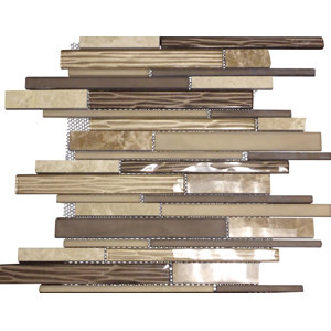Loft Random Sized Marble and Glass Mosaic Tile in Glossy Brown