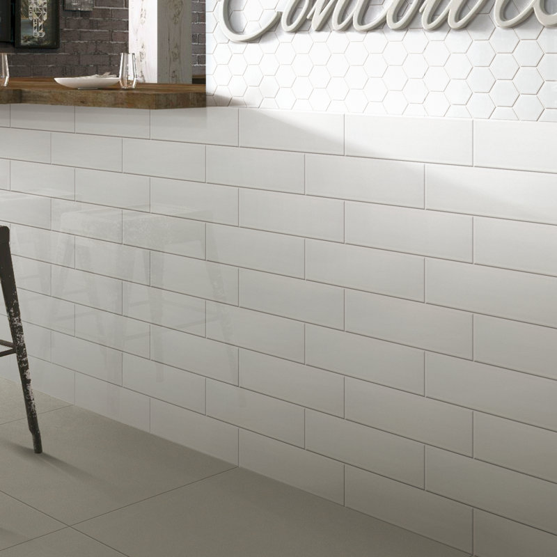 Walkon Tile Hudson 12 X 4 Ceramic Bullnose Trim In Glossy Hudson 12 X 4 Ceramic Bullnose Tile Trim In Glossy White
