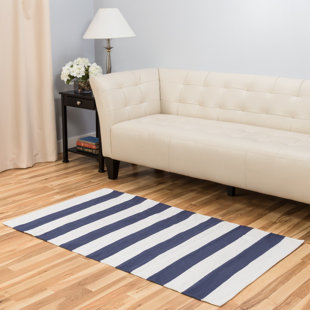 Machine Washable Cotton Area Rug Wayfair Hand Loomed Blue White Area Rug