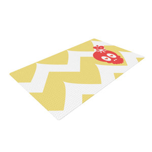 Nick Atkinson Skull II Chevron Yellow Area Rug