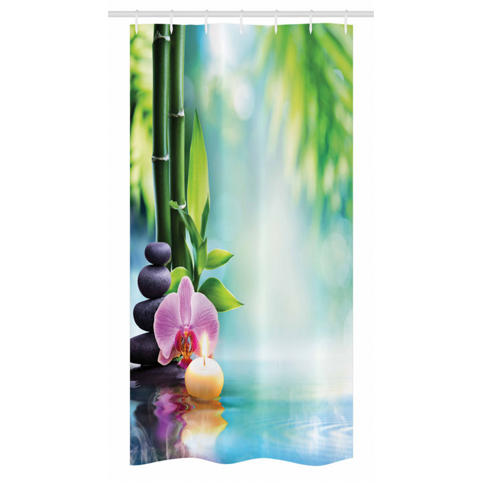 Spa Stall Shower Curtain Asian Zen Massage Stones Print for Bathroom 36/"x72/"