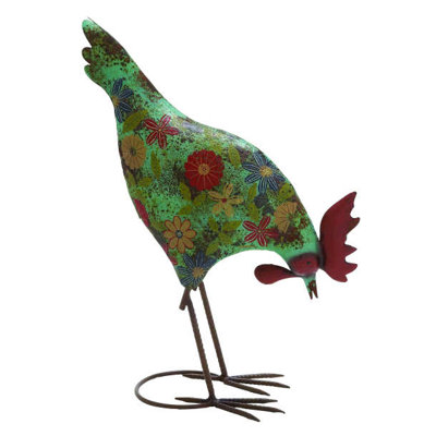ABCHomeCollection Farmhouse Floral Rooster Statue