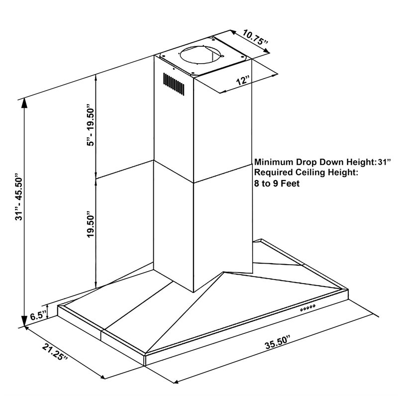 AKDY 36" 400 CFM Convertible Island Range Hood & Reviews Wayfair