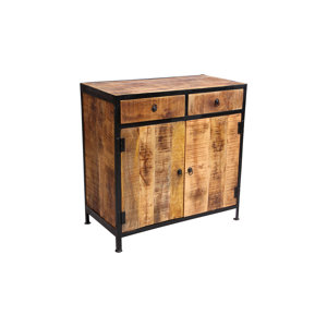 Industrial Reclaimed Wood and Iron 2 Drawer Sideboard Accent Cabinet