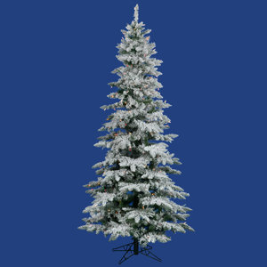 Flocked Utica Fir 9' White Artificial Christmas Tree with 440 LED Multicolored Lights with Stand
