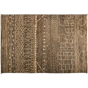 One-of-a-Kind Moroccan Hand-Knotted Brown Area Rug