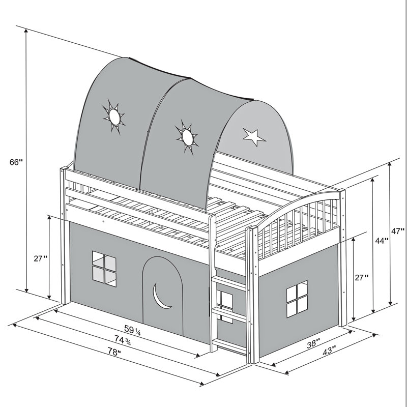 Zoomie Kids Abigail Twin Loft Bed with Tent & Reviews Wayfair