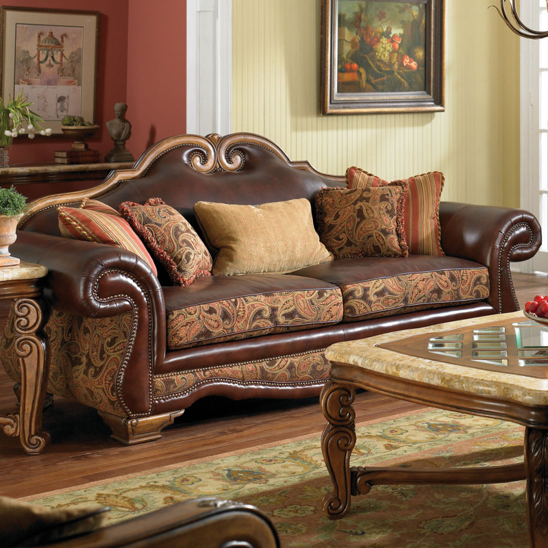 Michael Amini Toscano High Back Leather Sofa Wayfair Michael Aminitoscano High Back Leather Sofa