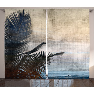 Palm Tree Window Curtains Wayfair Palm Tree Leaves Graphic Print Room Darkening Rod Pocket Curtain Panels Set Of 2