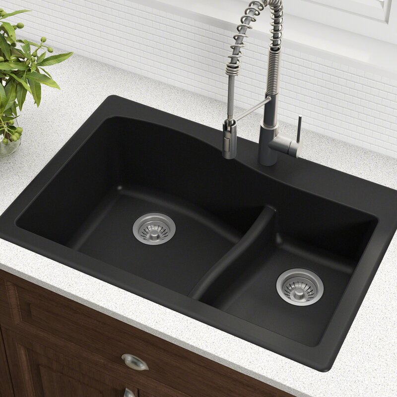 Quarza 33 X 22 Double Basin Dual Mount Kitchen Sink