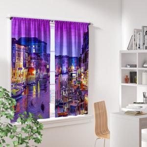 Hatboro David Lloyd Glover's Romantic Venice Night Room Darkening Curtain Panels (Set of 2)