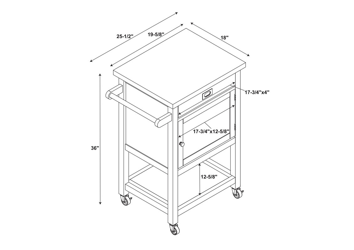 Eira Kitchen Cart with Stainless Steel Top & Reviews Birch Lane