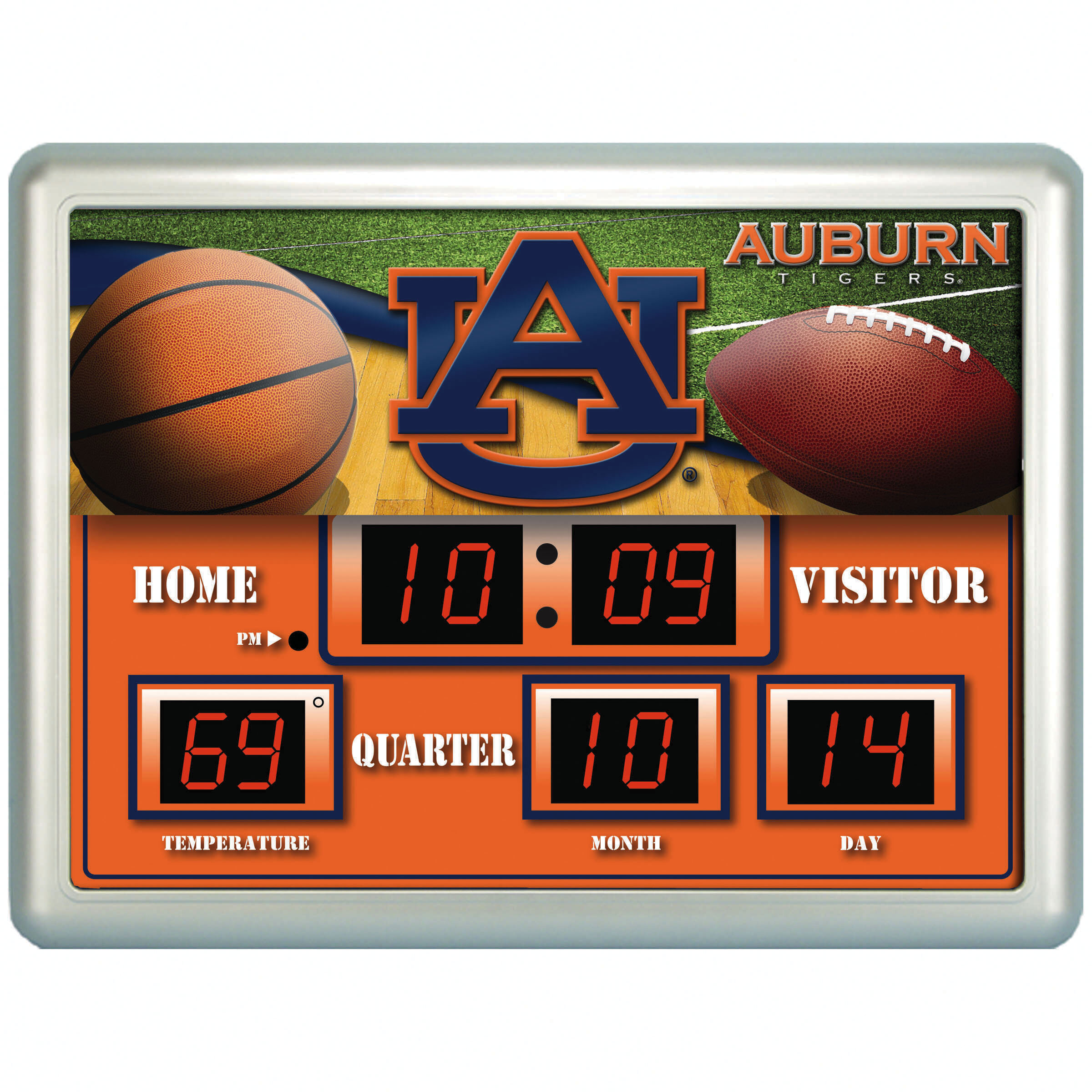 Team Sports America NCAA ScoreBoard Wall Clock with Thermometer