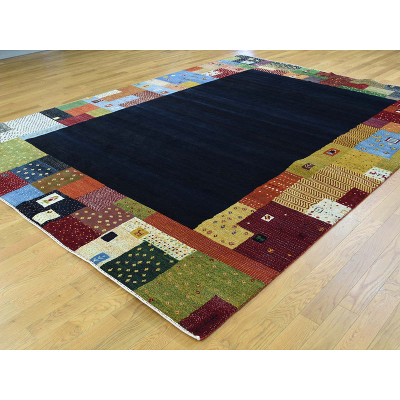 Isabelline One Of A Kind Becker Folk Art Handwoven Black Wool Area One Of A Kind Becker Folk Art Handwoven Black Wool Area Rug