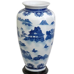 Oriental Blue And White Vases Wayfair E Tung Chi Porcelain Vase