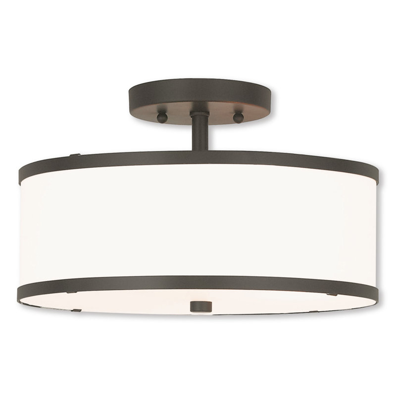Breithaup Drum Cylinder Shade 3 Light Semi Flush Mount