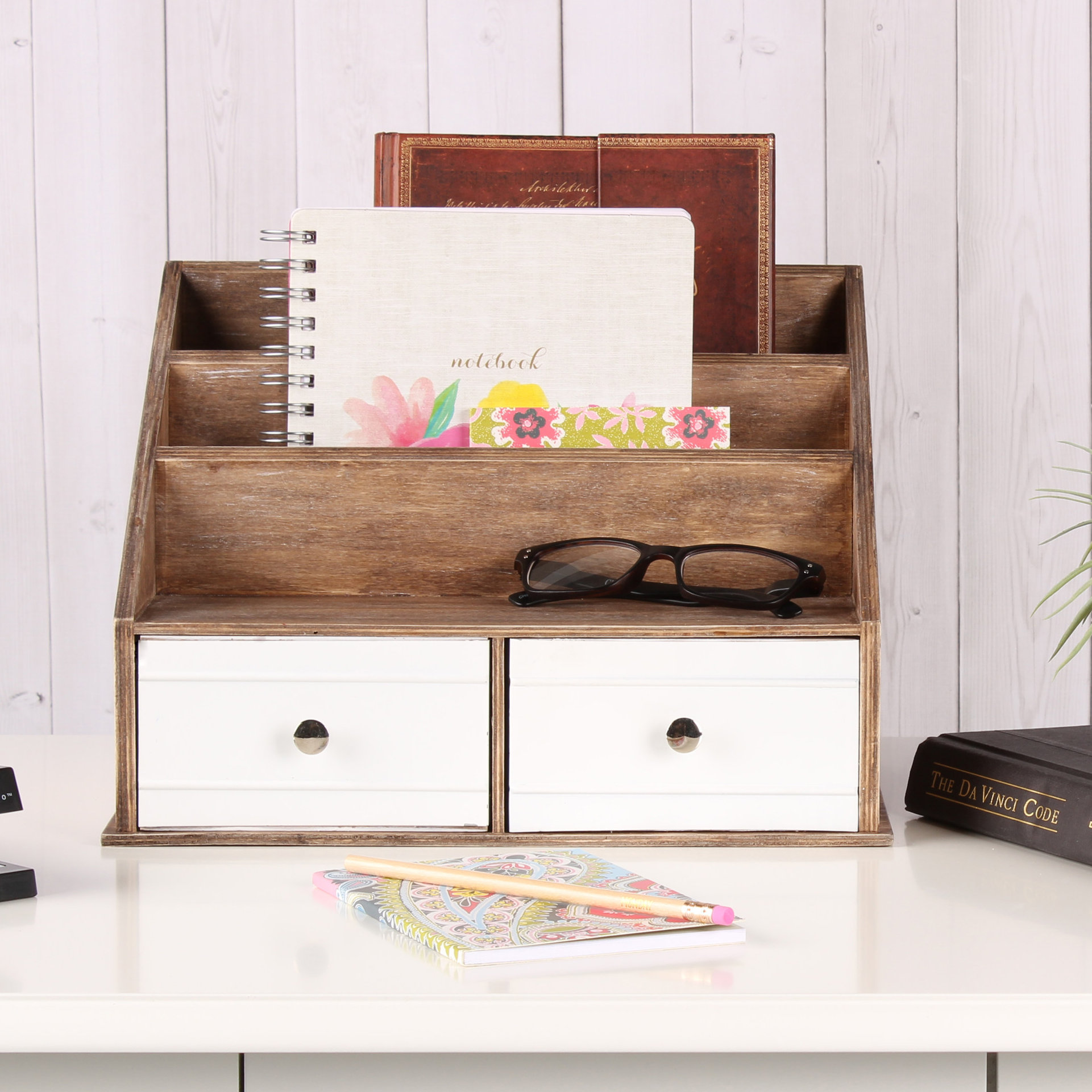 Kate And Laurel Industrious Desktop File Folder Organizer With 2