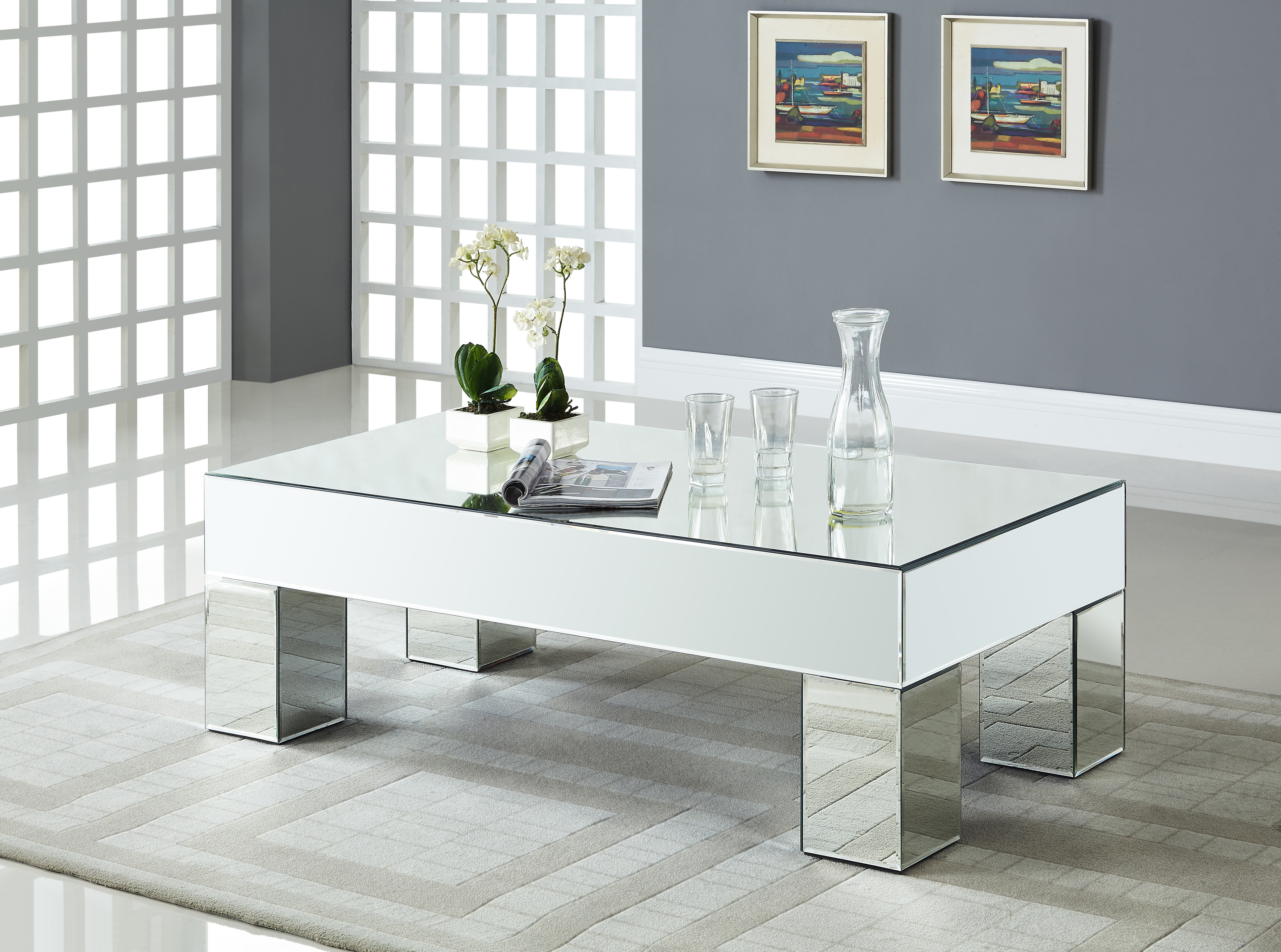 House Of Hampton Nevels Mirrored Coffee Table Reviews Wayfair