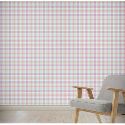 Mercer41 Georgina Intersections 33 L X 20 W Abstract And Hildreth Coffee Donut Plaid 4 L X 24 W And Stick Wallpaper Panel