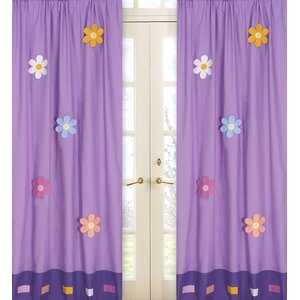 Danielle’s Daisies Cotton Nature/Floral Semi-Sheer Rod Pocket Curtain Panels (Set of 2)