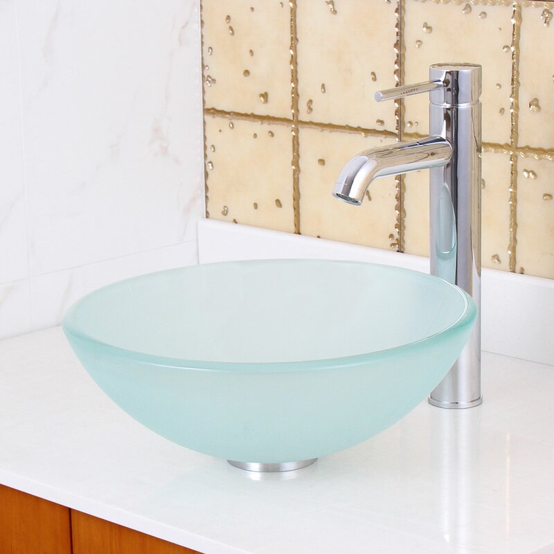 Elite Double Layered Tempered Glass Circular Vessel Bathroom Sink ...