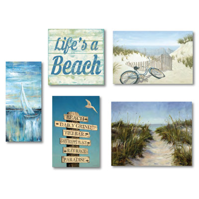 Life S A Beach 5 Piece Print Set On Canvas