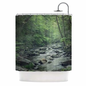 Misty Forest Stream Shower Curtain