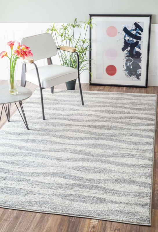 Mercury Row Lada Abstract Waves Grey/White Area Rug & Reviews Wayfair.ca