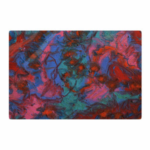 Jeff Ferst Koi Pond Painting Red/Teal Area Rug
