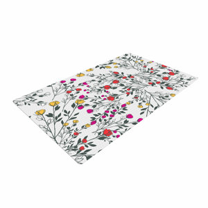 Famenxt Rose Blossom Garden Floral Red Area Rug