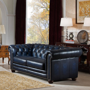 Nebraska Leather Chesterfield Loveseat..