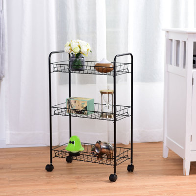 Costway 3 Tier Rolling Kitchen Trolley Utility Cart Wire Storage 3 Tier Rolling Kitchen Trolley Utility Cart Wire Storage Shelf Baskets
