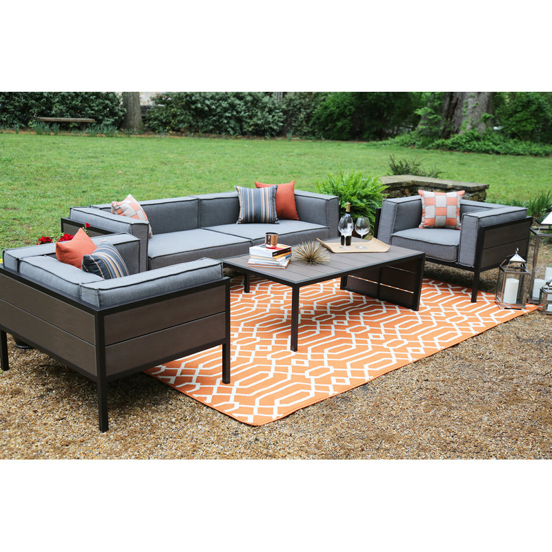 AE Outdoor Manhattan 4 Piece Sunbrella Sofa Set with Cushions & Reviews