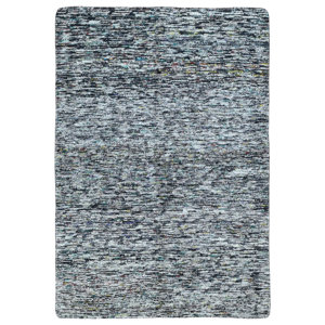 Sherly Silk Oriental Hand Woven Black/White Area Rug