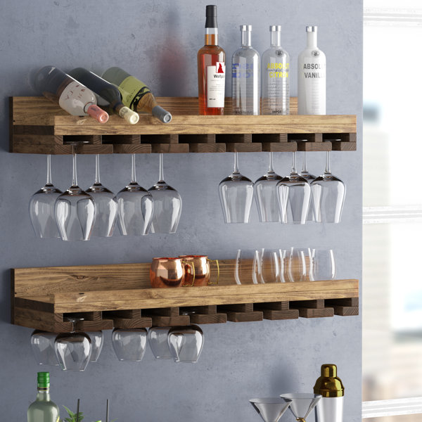 Bernardo Rustic Luxe Tiered Wall Mounted Wine Glass Rack