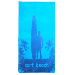 Oversize Jacquard Surfer and Palm Trees Beach Towel