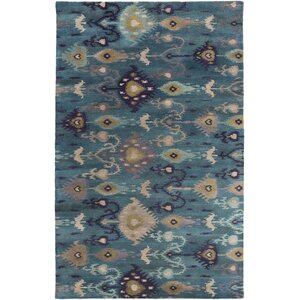 Alica Teal/Gold Ikat and Suzani Area Rug