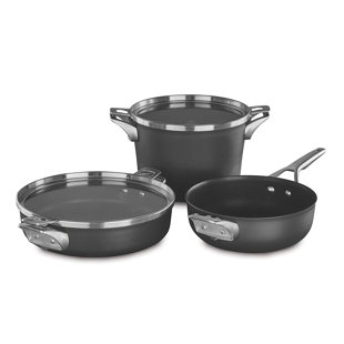 Club Aluminum Cookware Wayfair Calphalon Premier 5 Piece Hard Anodized Aluminum Non Stick Stainless Steel Cookware Set
