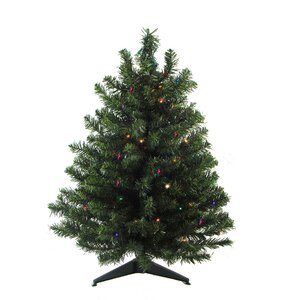 3' Green Artificial Christmas Tree with 50 LED Multi-Color Lights and Stand