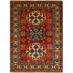 One-of-a-Kind Bernard Hand-Knotted Weave Wool Red/Yellow Indoor Area Rug