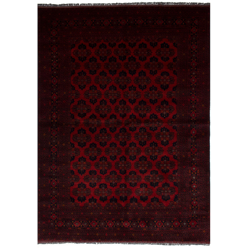 One Of A Kind Griffen Hand Knotted Wool Dark Red Area Rug