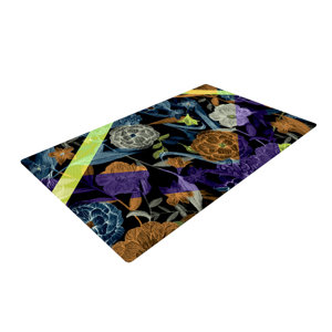 Gabriela Fuente Wonder Flower Dark Blue/Orange Area Rug