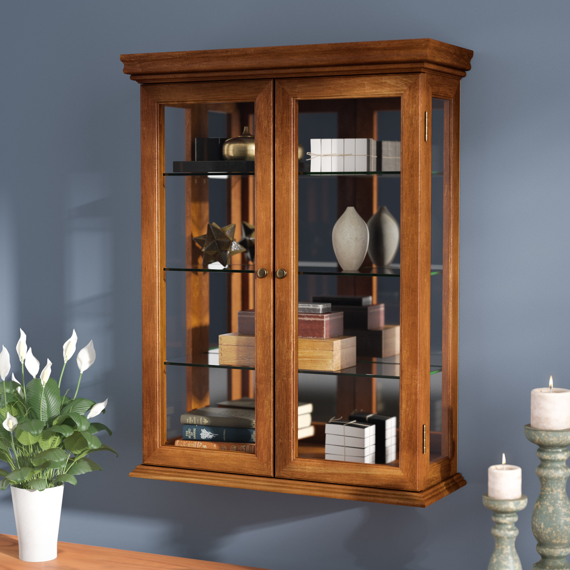 Charlton Home Cette Wall Mounted Curio Cabinet Reviews Wayfair